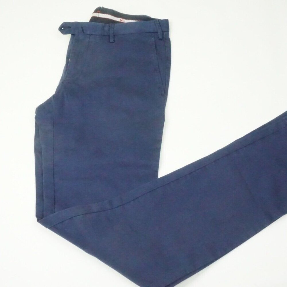 Isaia Tinto Slim Blue Cotton Blend Casual Mens Chino Pants 46R EU NEW